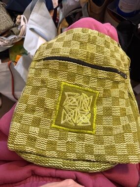 Green Woven Patch Backpack